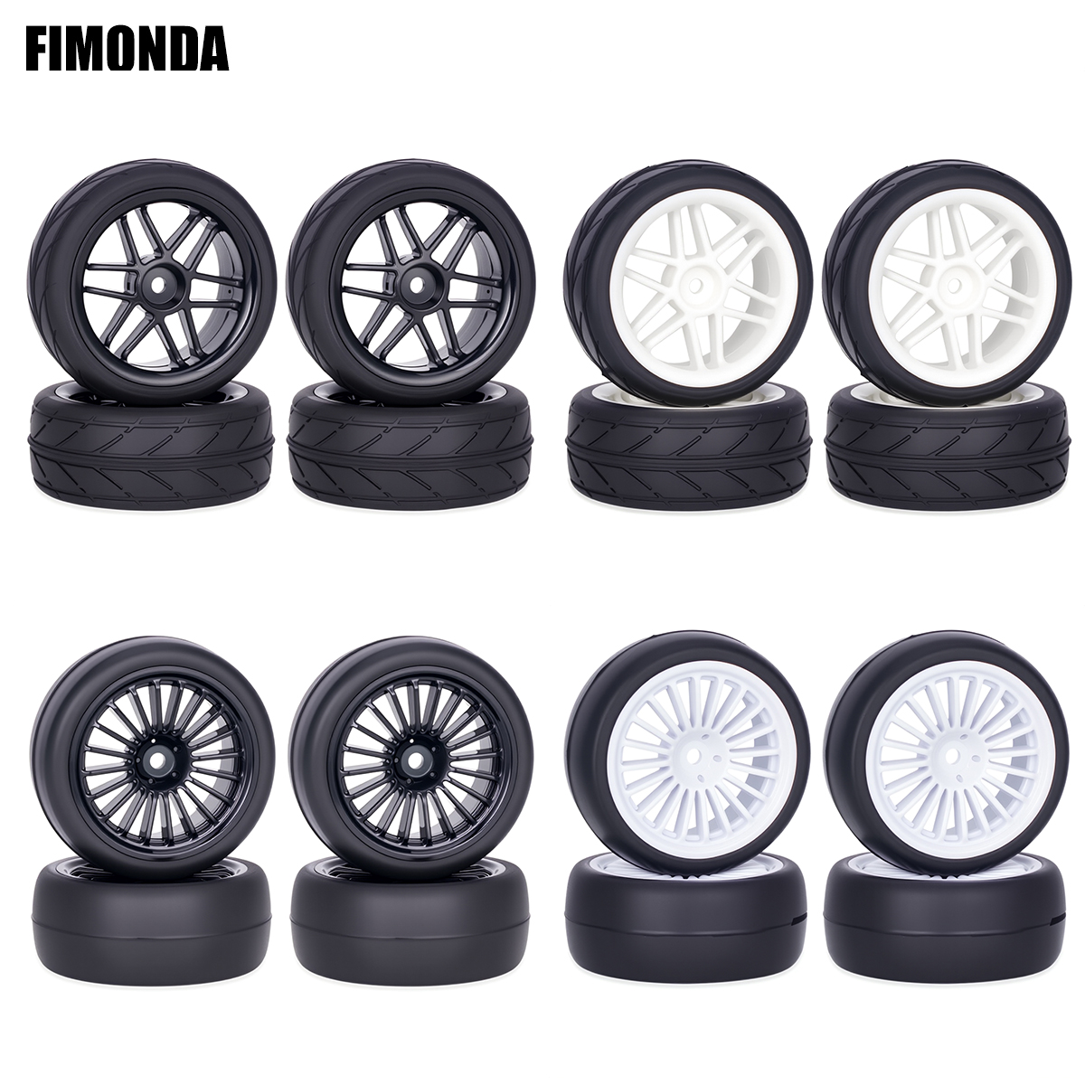 Rc Hobby Model - Pre-Glued RC Wheels Tires Set 4PCS