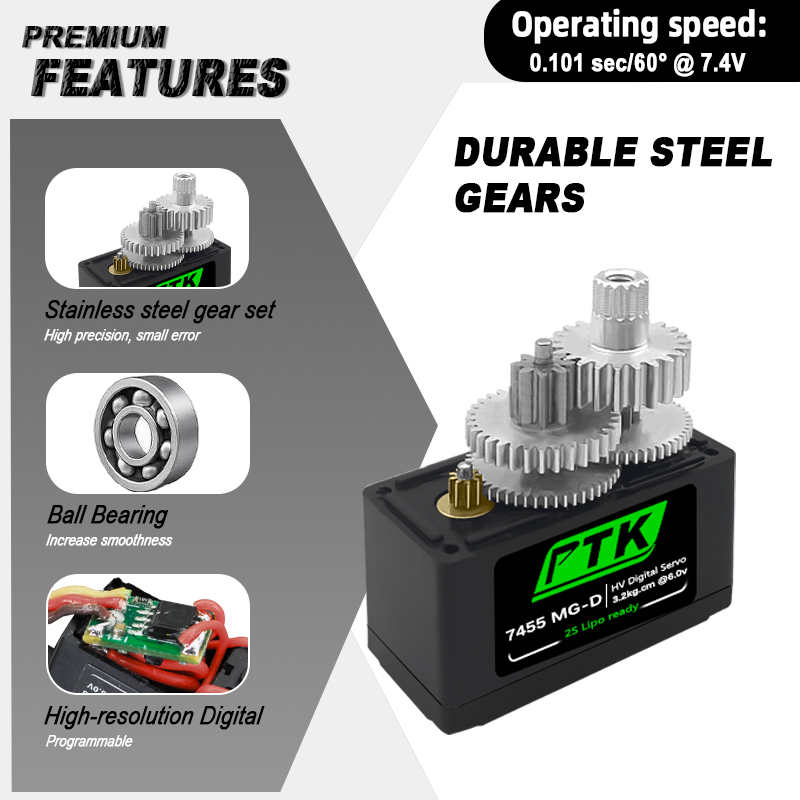 PTK 7455MG-D servo 12g Digital - огляд і ціна Rc Hobby Grade